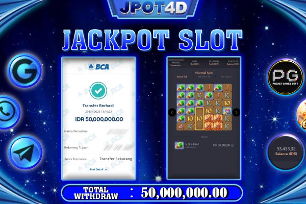 JPOT4D JACKPOT SLOT WAYS OF QILIN Rp50.000.000,- LUNAS