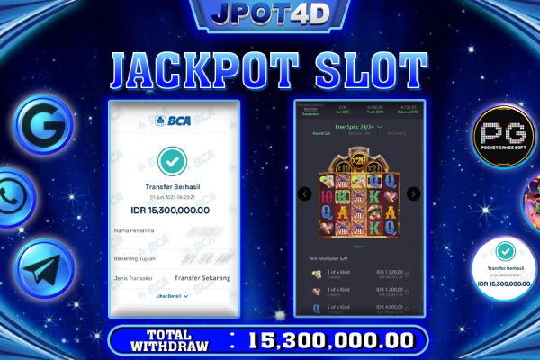 JPOT4D JACKPOT SLOT WILD BANDITO Rp15.300.000,- LUNAS