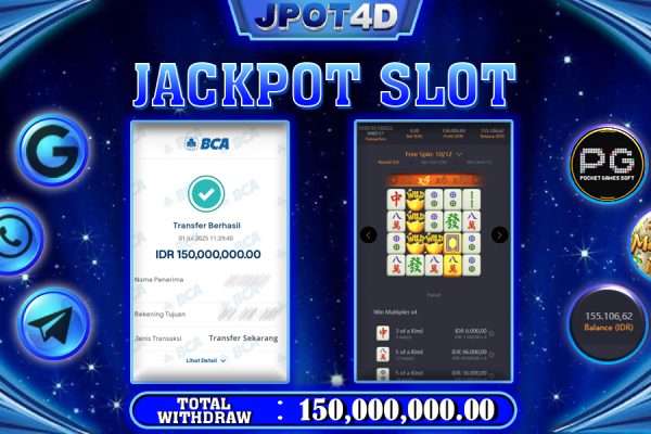 JPOT4D JACKPOT SLOT MAHJONG WAYS Rp150.000.000,- LUNAS